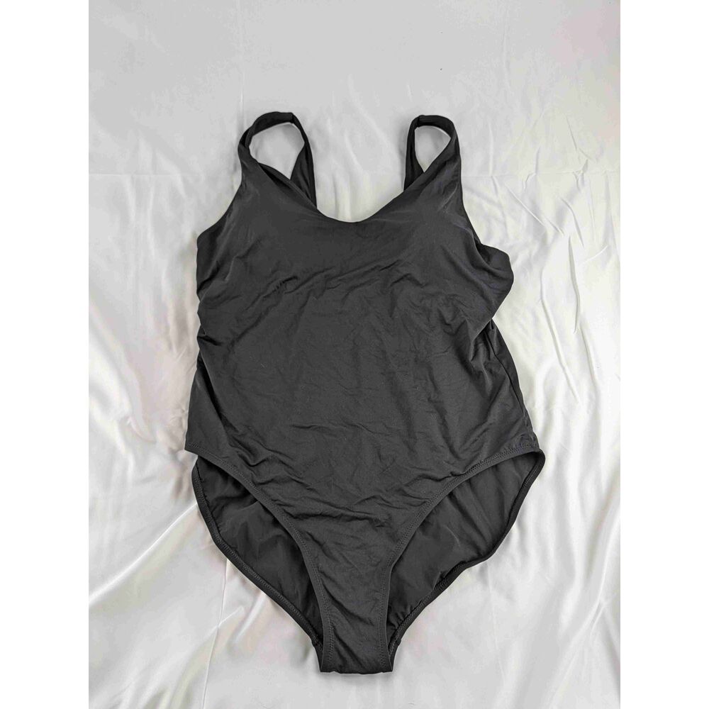 Athleta Black One Piece Swimsuit Scoop Neck Sleeveless Womens Size XL